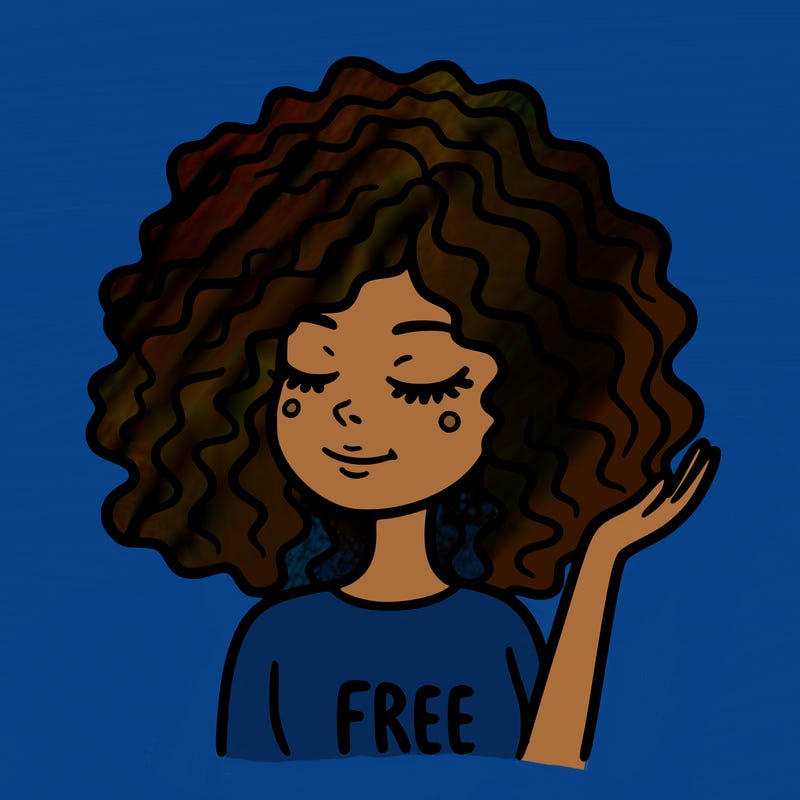 free woman with curly hair
