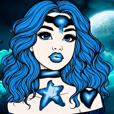 realistic girl with wavy hair and lips