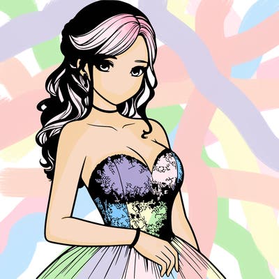 realistic girl in prom dress