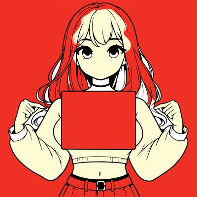 girl holding a blank sign in a long sleeve crop top