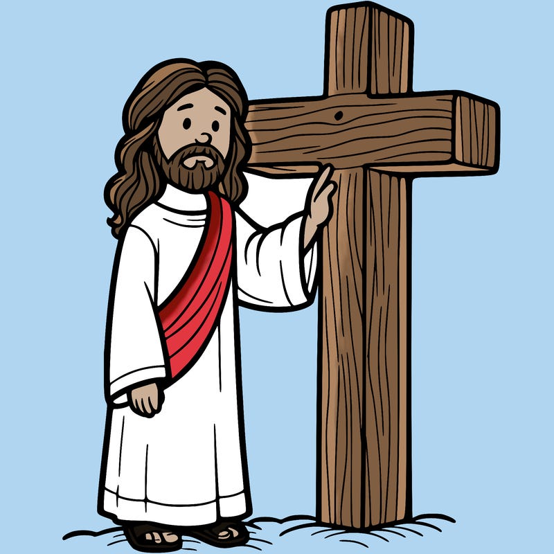 jesus standing beside the cross