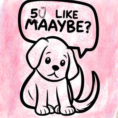 a puppy that says 5 like maybe