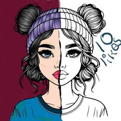 realistic girl with buns in her hair with a beanie on