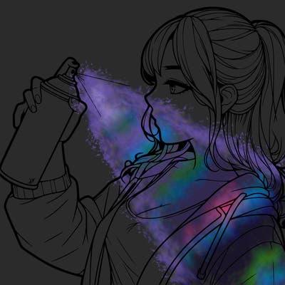 a realistic girl spray, painting