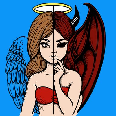 realistic angel half demon