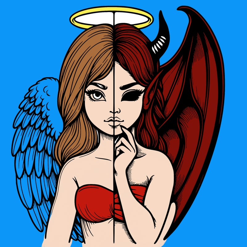 realistic angel half demon