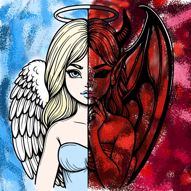 realistic angel half demon