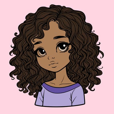 realistic girl with curly hair