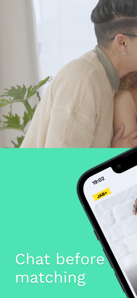 Just a Baby: Become a parent - Just a Baby app interface promoting the feature to chat before matching