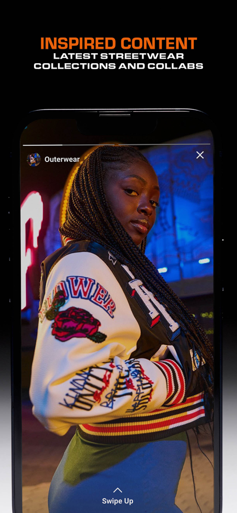 SNIPES: Sneakers & Streetwear - A mobile screen from the SNIPES app featuring inspired streetwear collections and collaborations