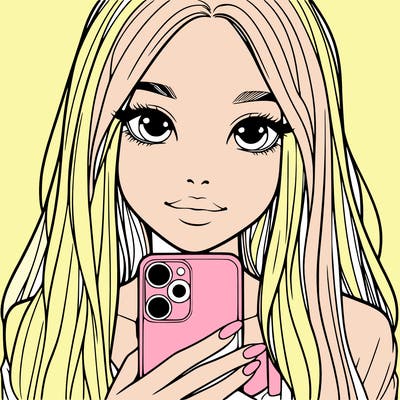 realistic girl with a phone