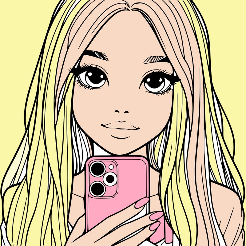 realistic girl with a phone