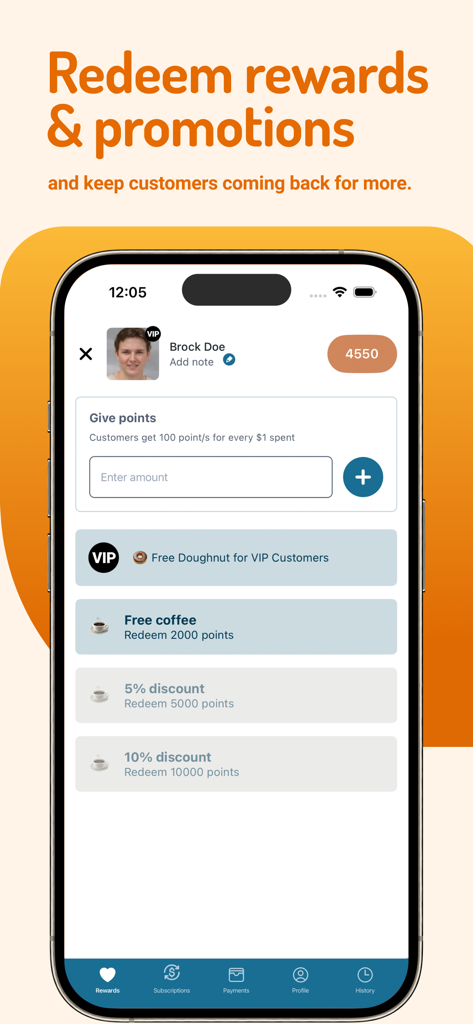 Interface of Loyalzoo for Business app showing customer rewards and point redemption options