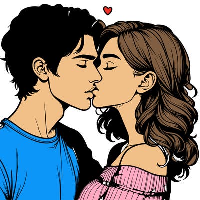 realistic couple kissing