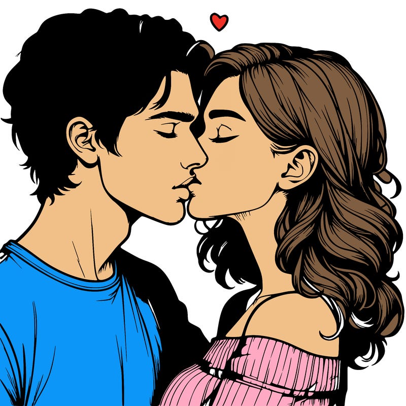 realistic couple kissing