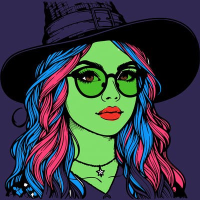 a witch with glasses realistic