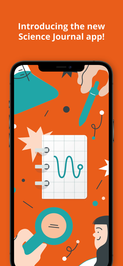 Arduino Science Journal - Welcome screen of the Arduino Science Journal app with science illustrations