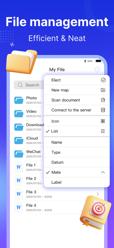 GoCleaner: Boost Phone Storage - GoCleaner app file management screen showing organized folders and sorting options