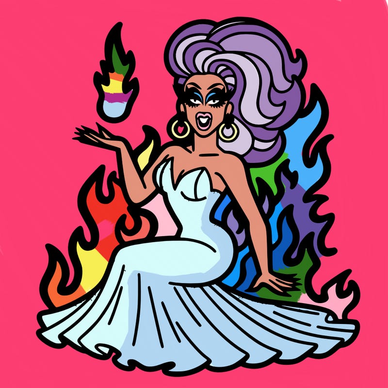drag queen on fire
