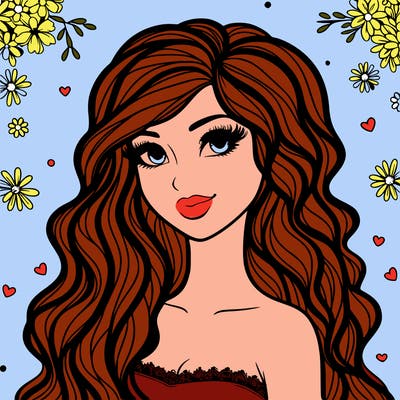 pretty woman with long wavy hair