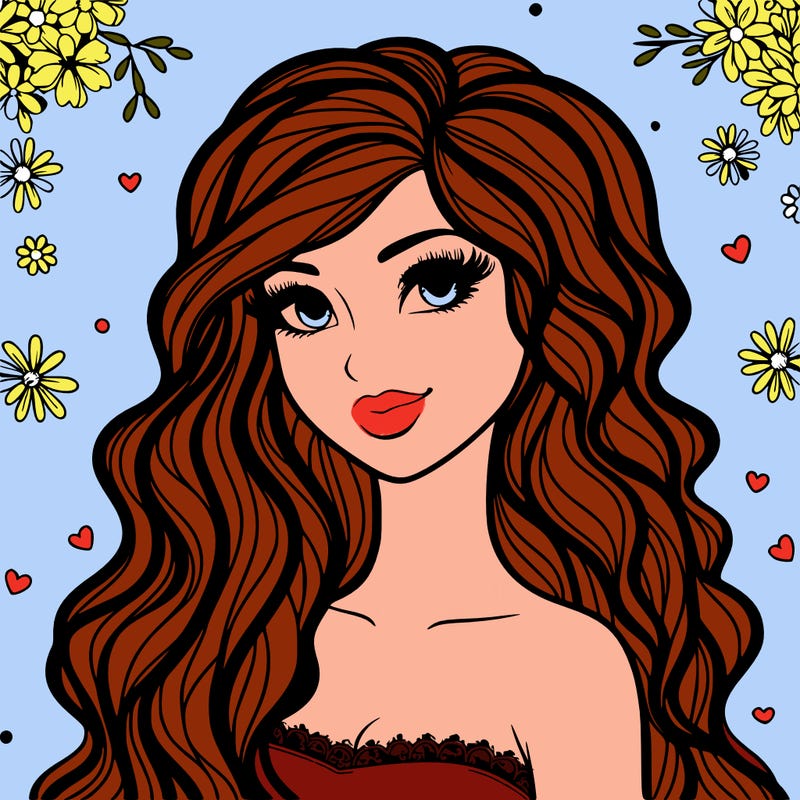 pretty woman with long wavy hair