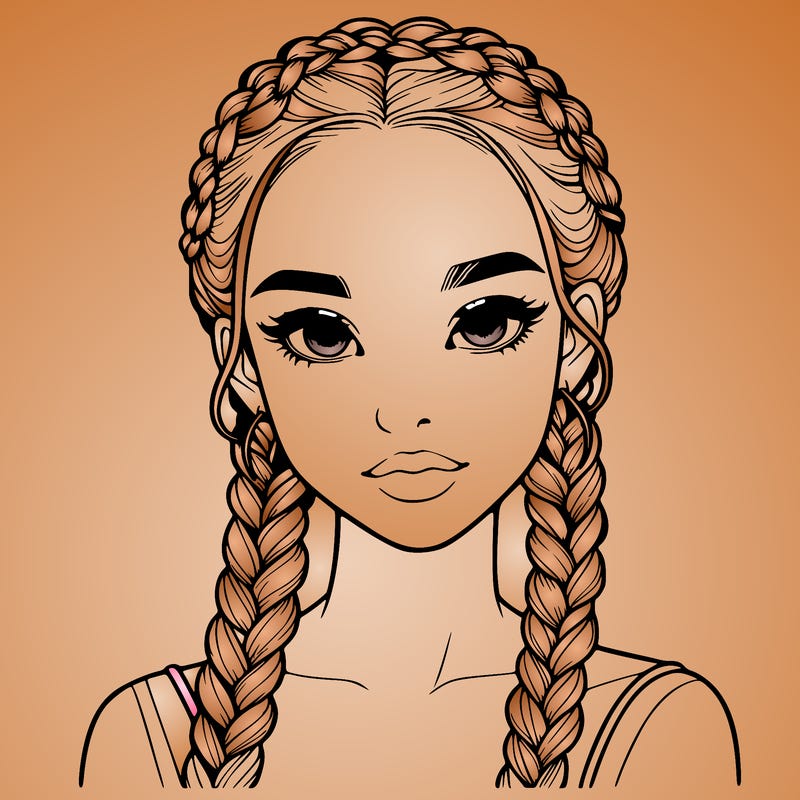 realistic girl with braids
