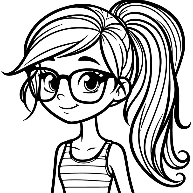 a teenager with hair in a ponytail glasses and she is wearing a tank top