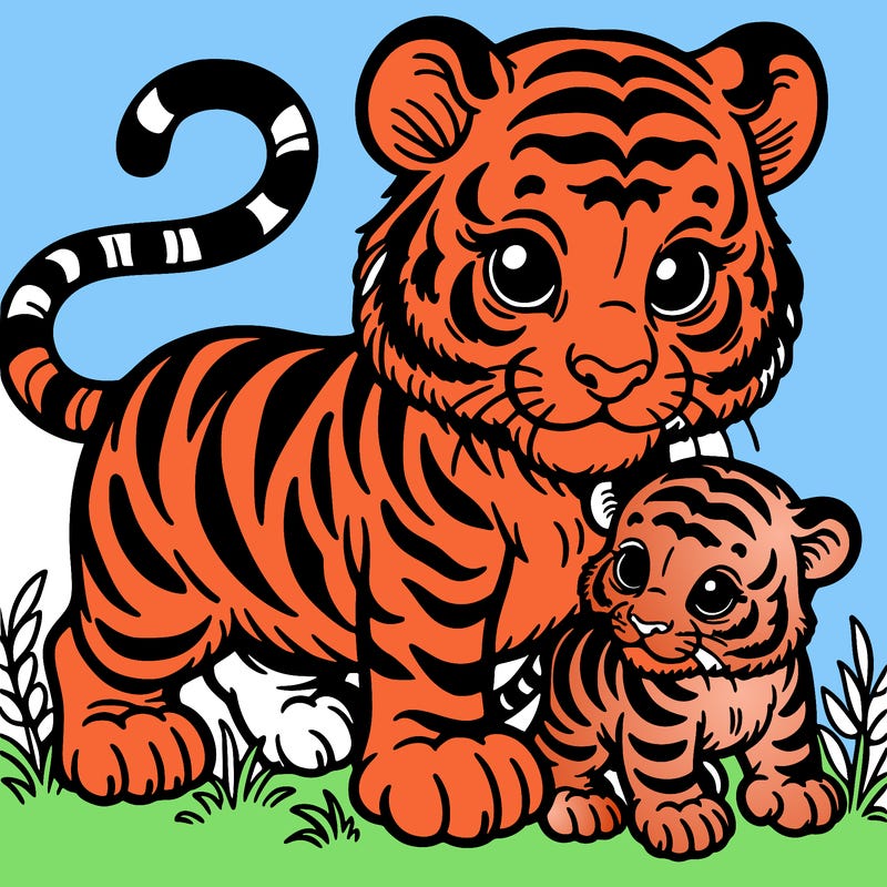 tiger with a cub