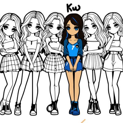 a group of girls realistic