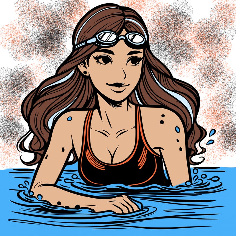 realistic girl swimmer
