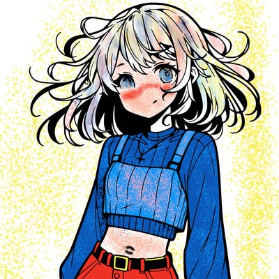 anime girl with crop top