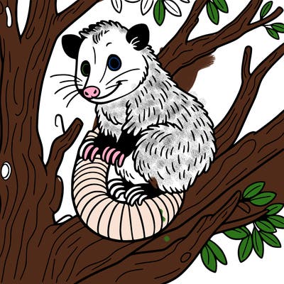 a opossum in a tree