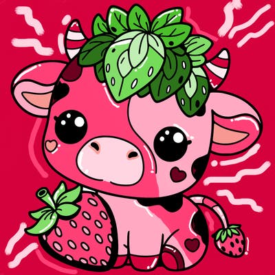 cute strawberry cow