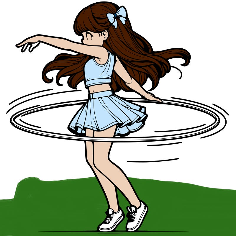 realistic girl spin hula hoop