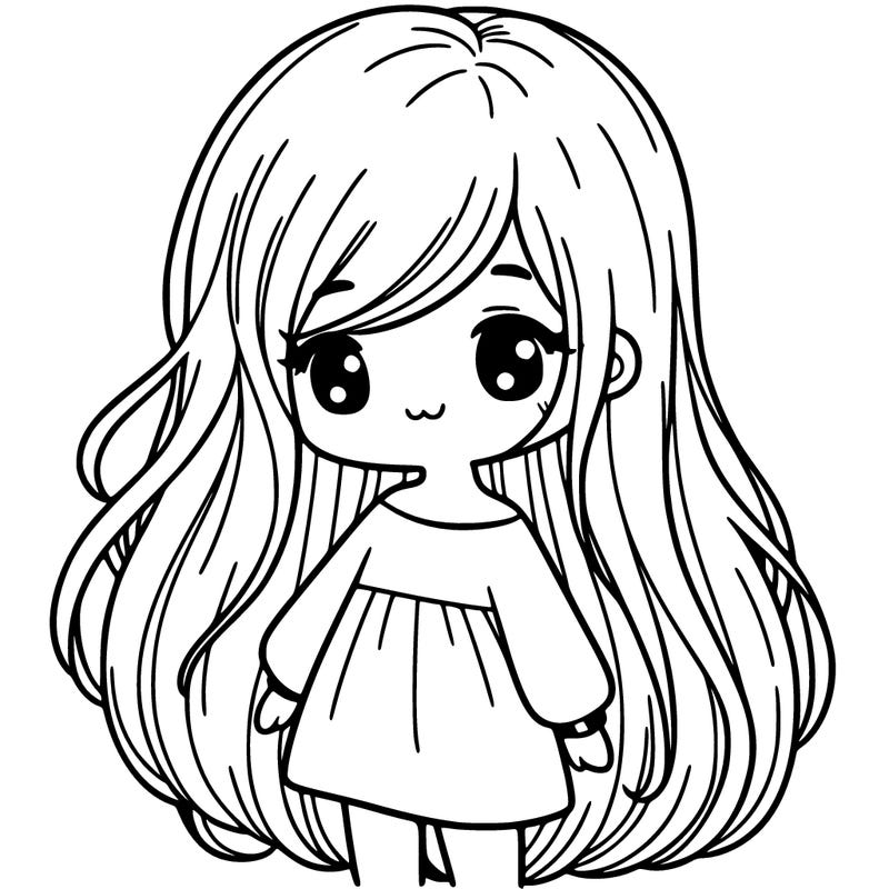 cute girl with long hair