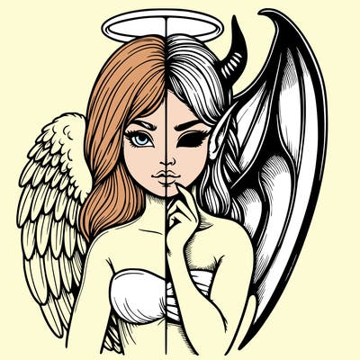 realistic angel half demon