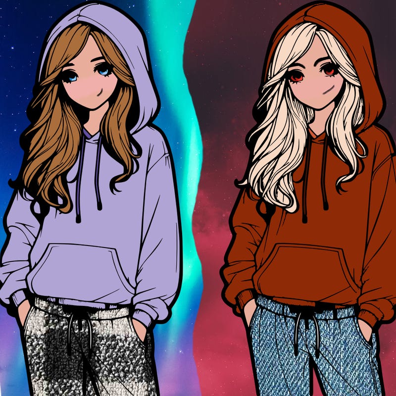 realistic girl wearing sweatpants and a hoodie