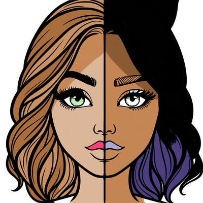 realistic girl split half