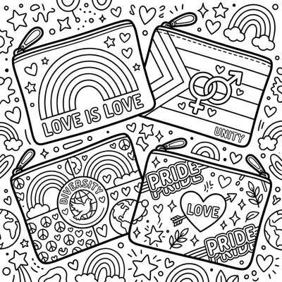 Dive into a world of vibrant expression with our Pouch Bags Pride coloring page, perfect for teens. Celebrate love, unity, and diversity by bringing these trendy designs to life with your favorite colors.