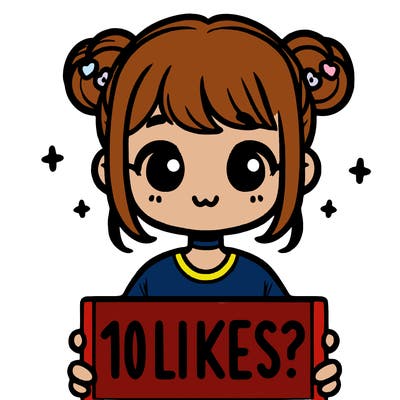 cute girl that is holding a sign that says 10 likes?