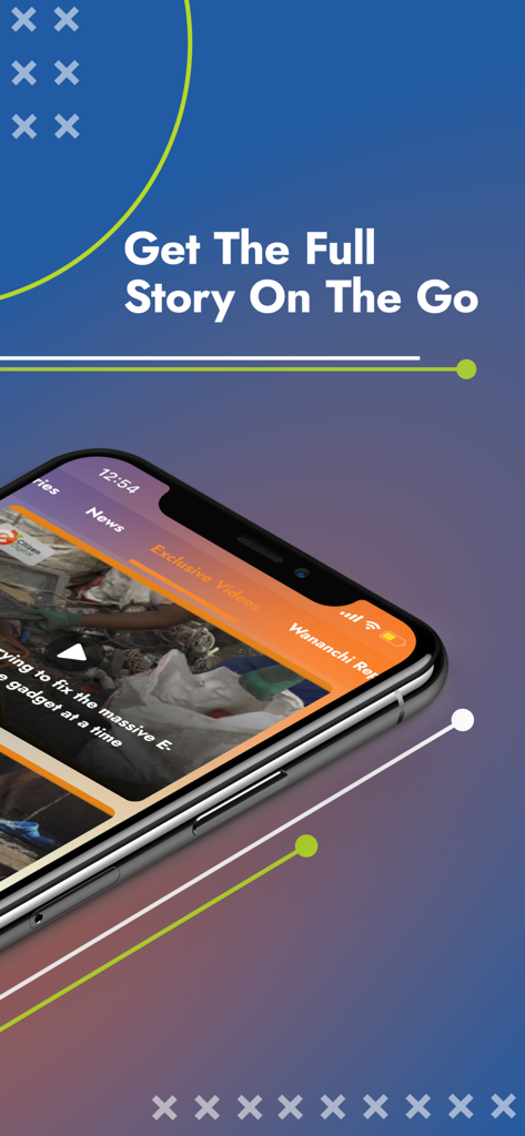 A smartphone displaying the Citizen Digital app interface with a headline saying Get The Full Story On The Go.
