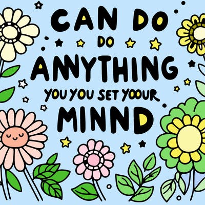 flowers with big words saying “you can do anything you set your mind to”