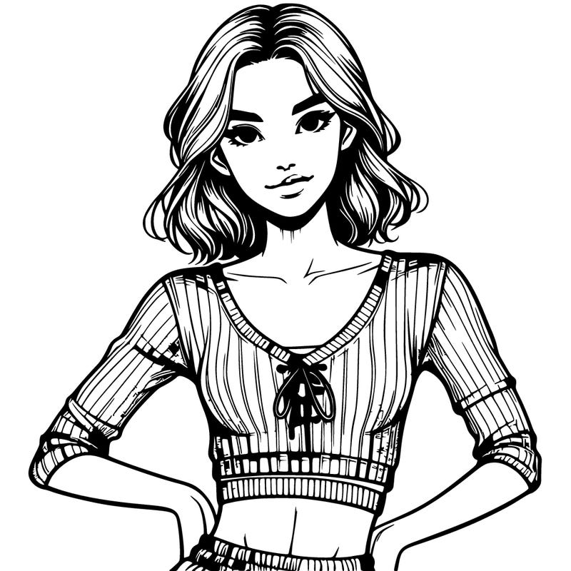 realistic girl in crop top
