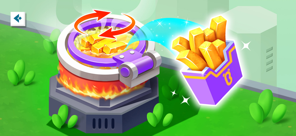 Little Panda: Pocket Factory - Máquina automática para freír papas fritas en Little Panda Pocket Factory