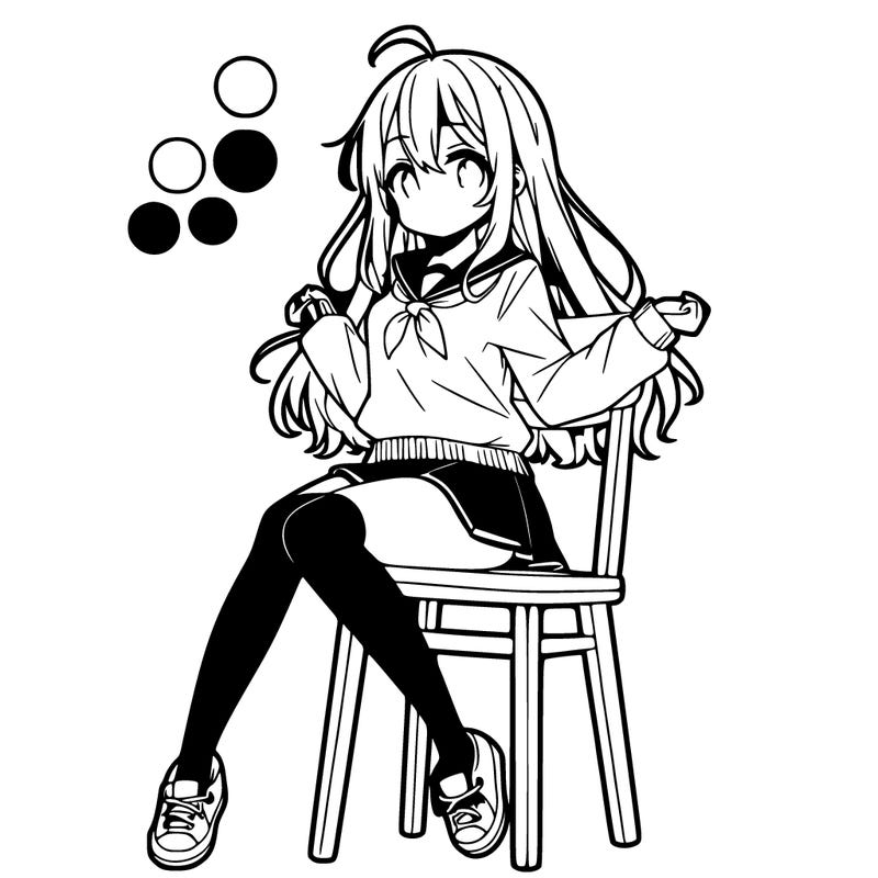 anime girl sitting on a chair
