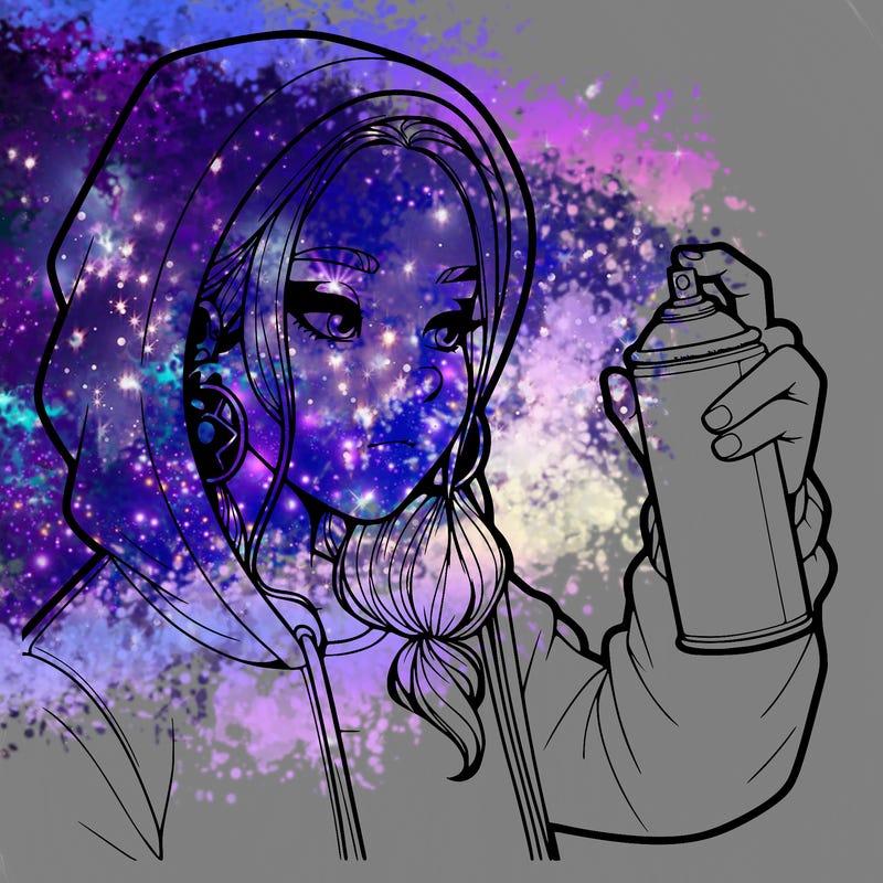 a realistic girl, spray painting