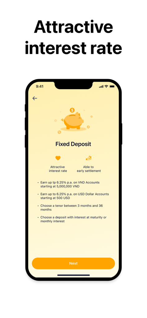 xBank app - xBank mobile app screen displaying fixed deposit options and interest rates