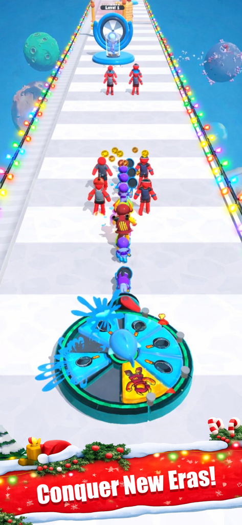 Human Fortune - Gameplay screenshot of Human Fortune showing characters dashing on a track and a prize wheel