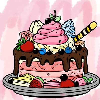 dessert with many toppings