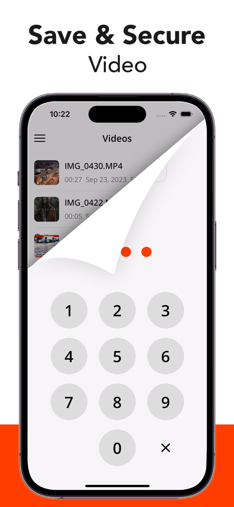 Video Saver - Video Downloader - Video Saver app interface showing a numeric passcode lock to secure saved videos